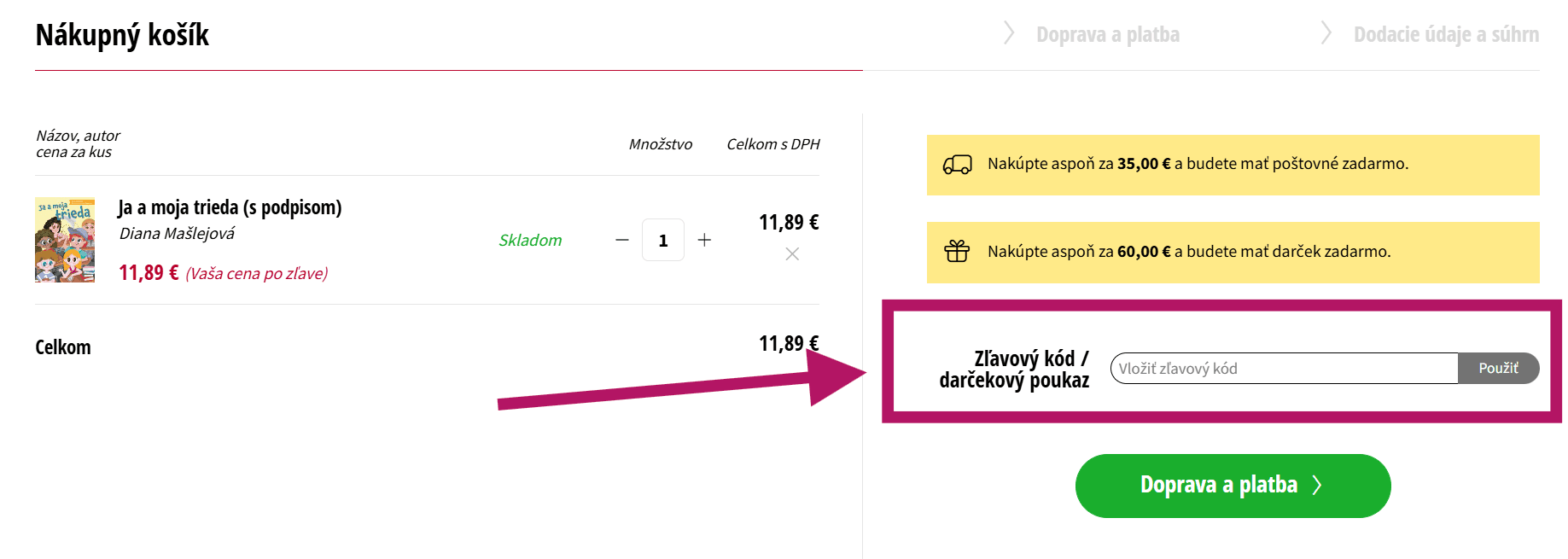 Použitie zľavového kupónu na AlbatrosMedia.sk