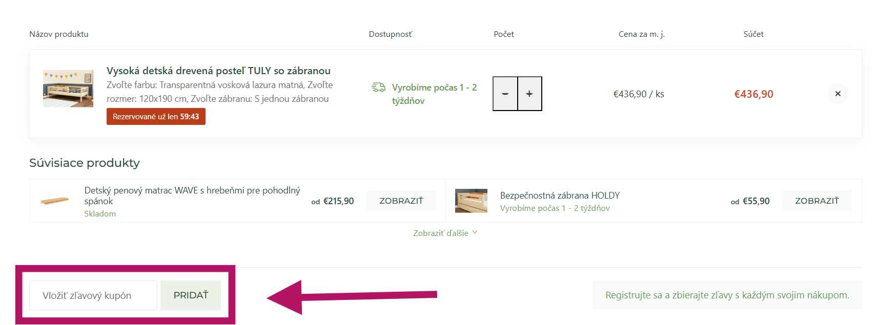 Uplatnenie zľavového kupónu na Benlemi.sk