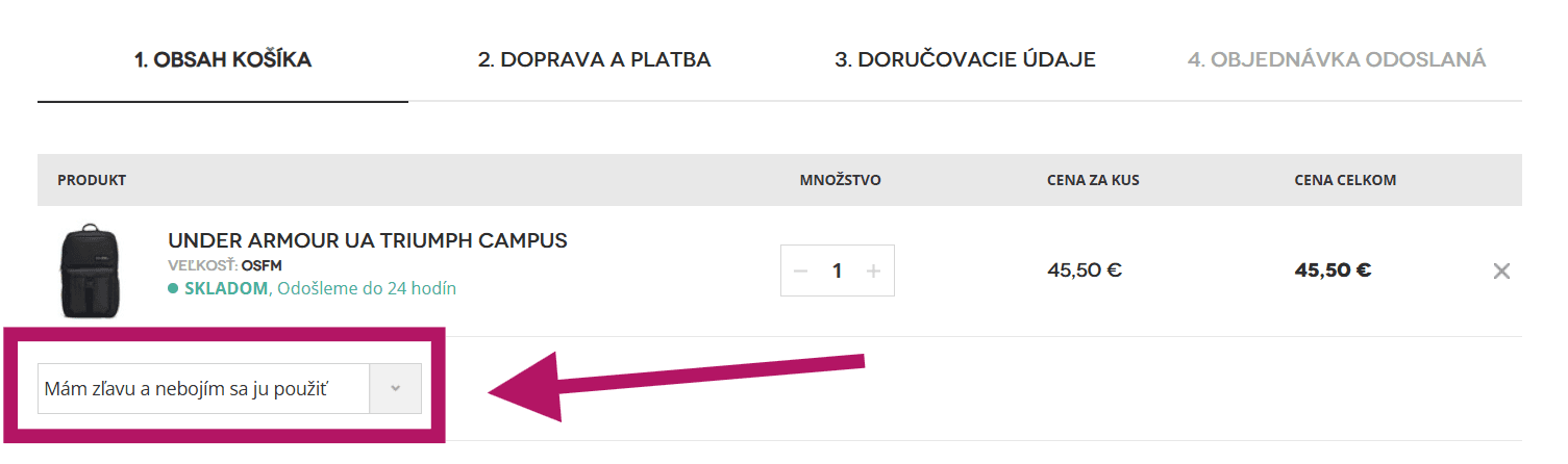 Kam vložiť zľavový kód na Dsport.sk