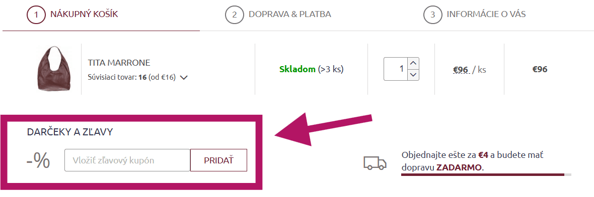 Vloženie zľavového kódu na Novakabelka.sk