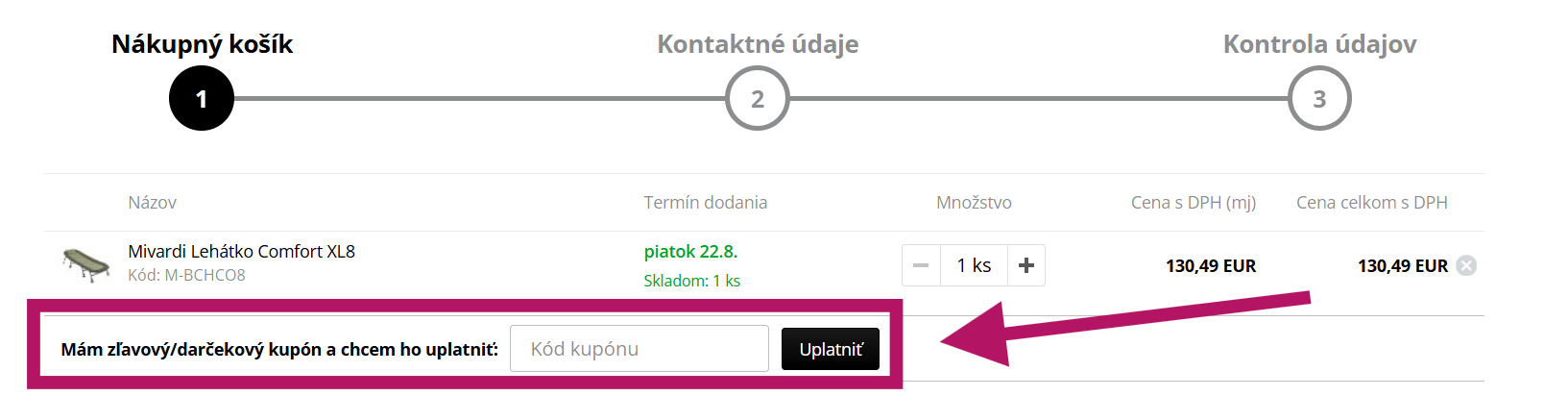 Použitie zľavového kupónu na Parys.sk