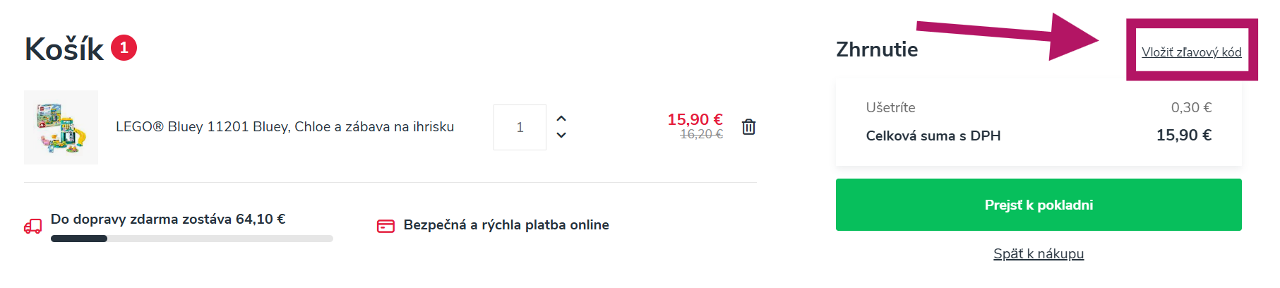 Ako použiť zľavový kód na Pompo.sk