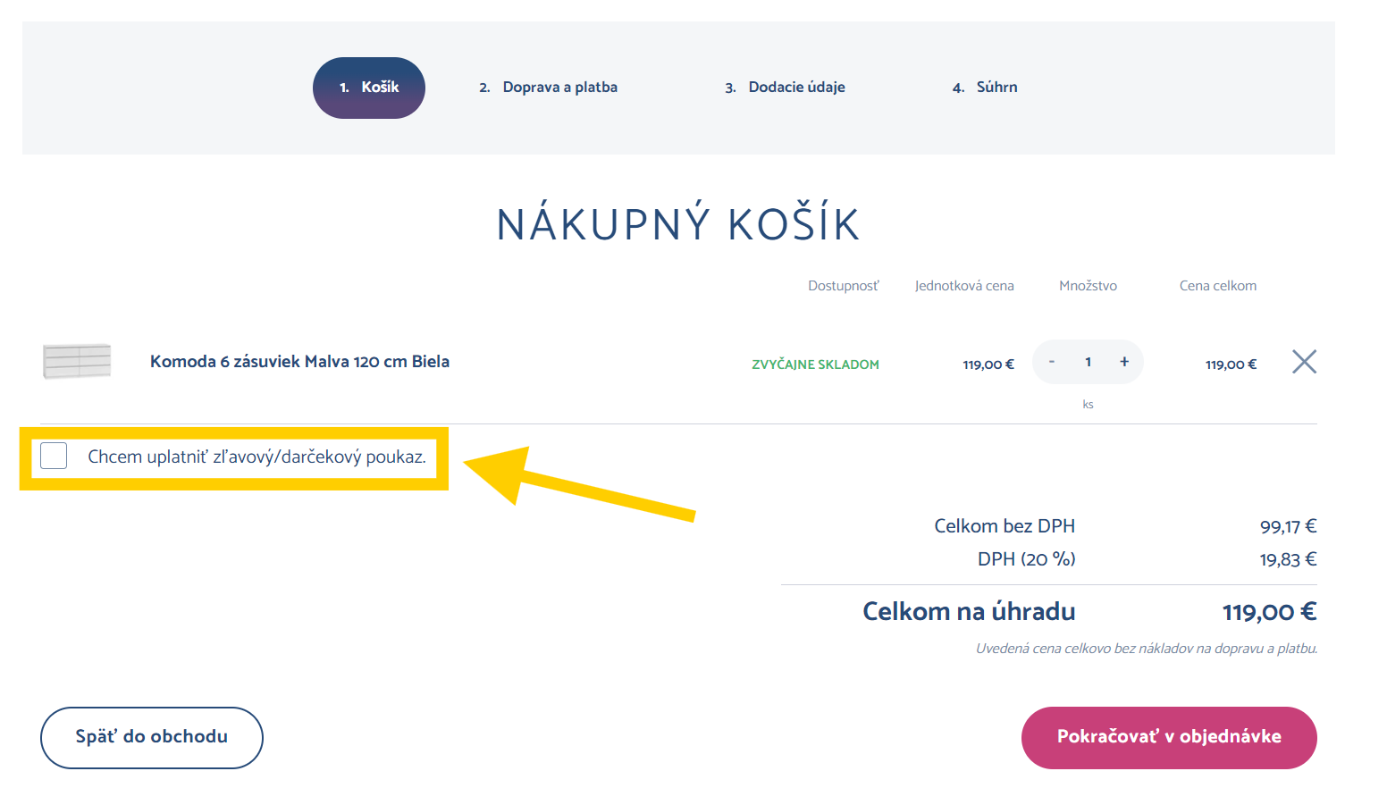 SG Nabytok zlavový poukaz