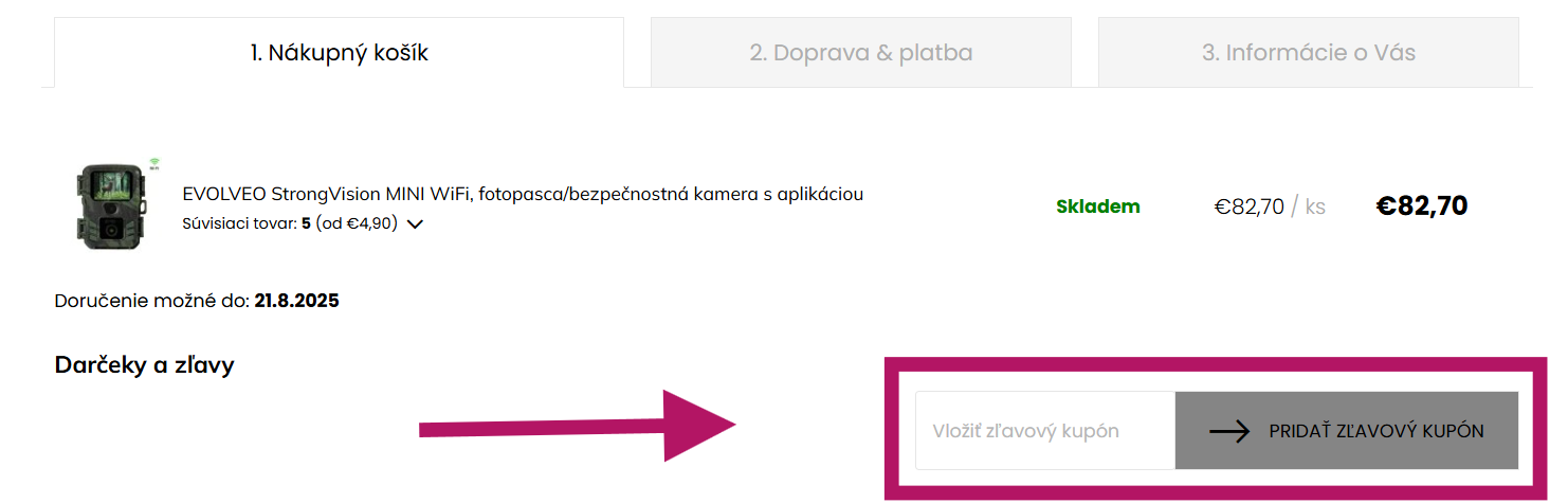 Uplatnenie zľavového kupónu na EVOLVEO