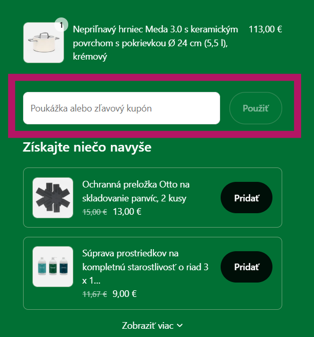 Uplatnenie zľavového kupónu na Fabini.sk
