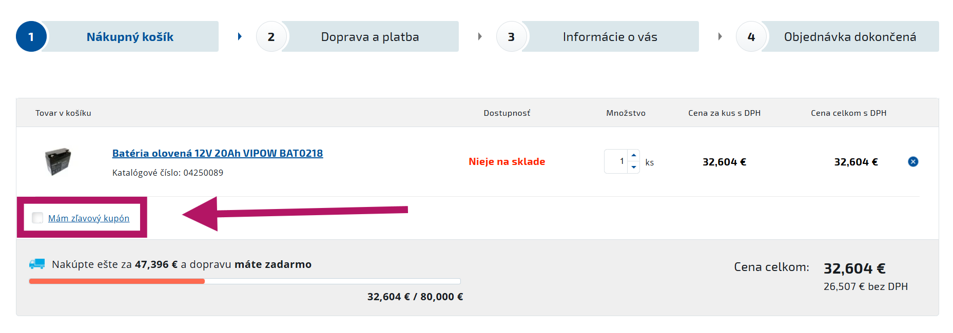 Použitie zľavového kódu na TIPA.sk
