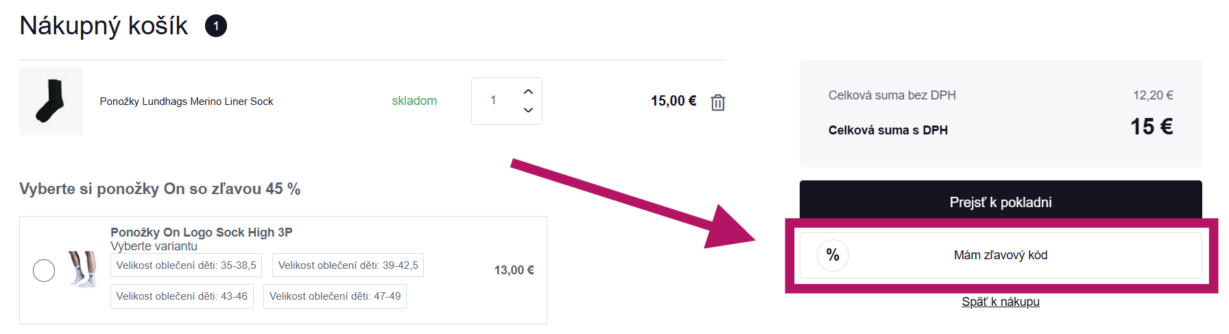 Uplatnenie zľavového kódu na Sorry Gravity