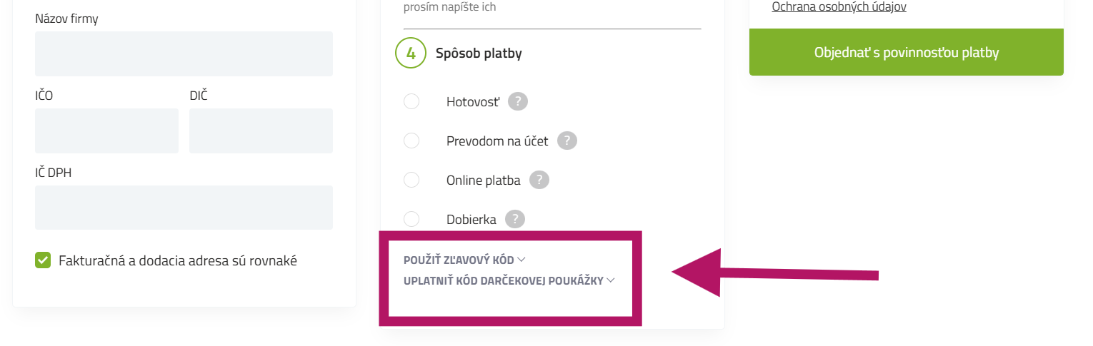 Použitie zľavového kódu na Valachshop.sk