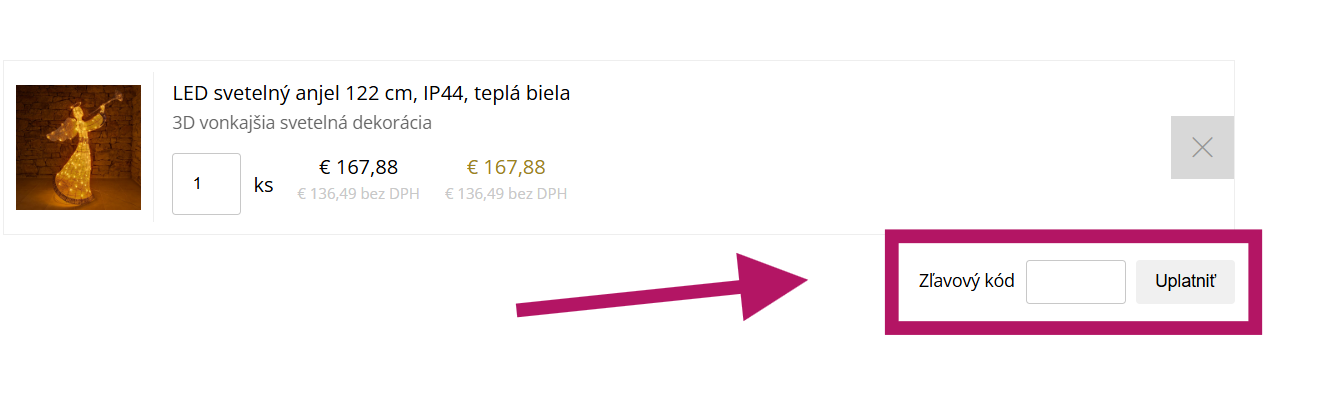 Použitie zľavového kódu na Decoled.sk