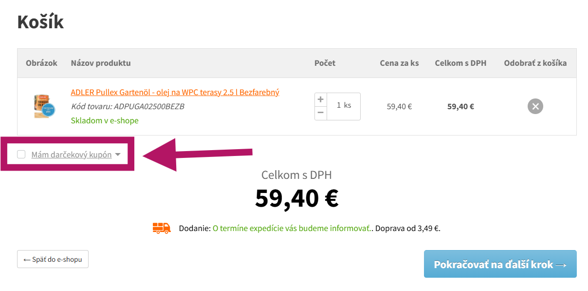 Uplatnenie zľavového kódu na Lacne-farby-laky.sk