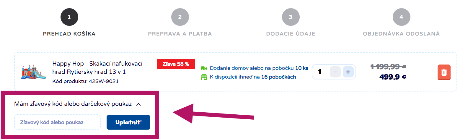 Uplatnenie zľavového kódu na Sparkys.sk